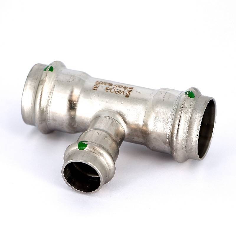 Тройник пресс Viega Sanpress Inox 28x18x28 мм нержавеющая сталь 435967