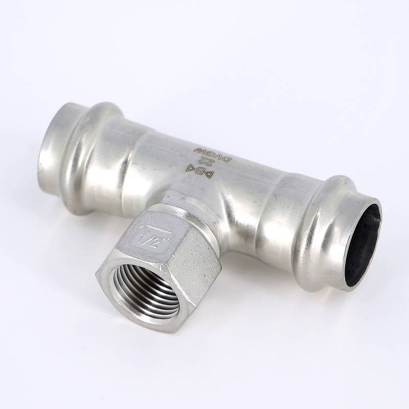 Тройник пресс IBP B-Press Inox 22x1/2x22 мм нержавеющая сталь PS4130G0220422