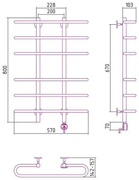 Полотенцесушитель электрический Стилье Формат 15 60x80 см без покрытия 00514-8060