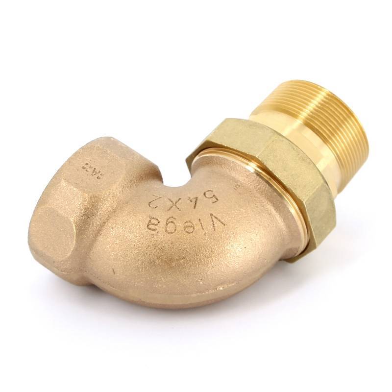 Разъемное соединение Viega 2 НВ угловое бронза с плоской прокладкой 348717