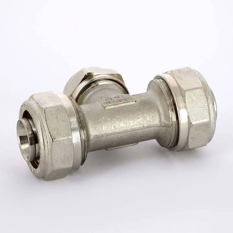 Тройник обжимной никелированный Uni-Fitt 26х20х26 мм 666N8780