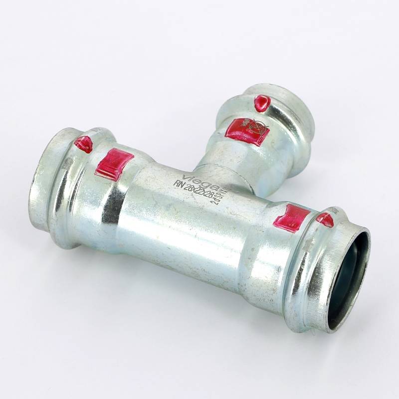 Тройник пресс Viega Prestabo оцинкованная сталь 28х22х28 мм 558734