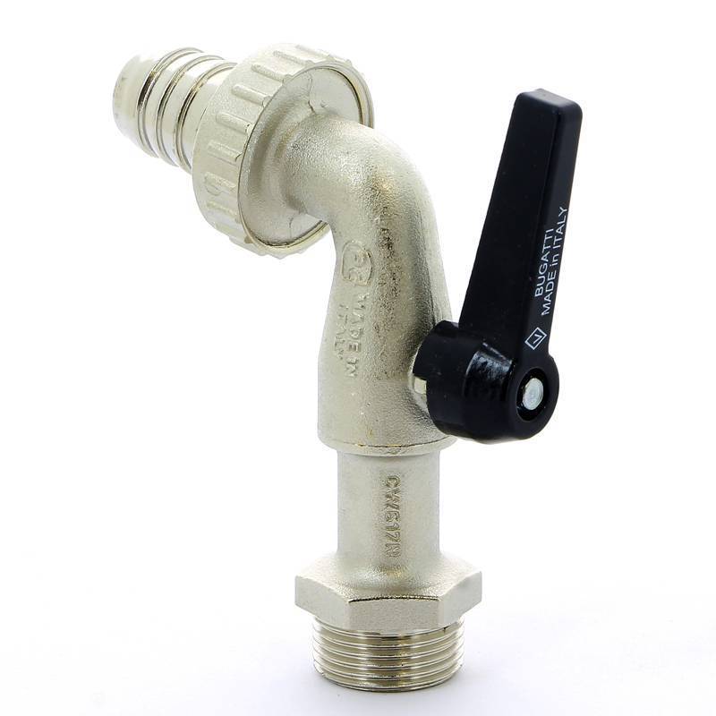 Кран шаровой садовый Bugatti ALASKA Н-штуцер 1 ручка-рычаг 06890088