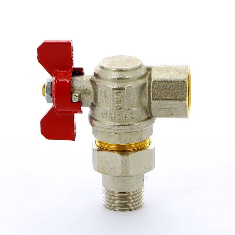 Кран шаровой Tiemme угловой НВ с разъемным соединением для коллектора бабочка 1/2 2120008