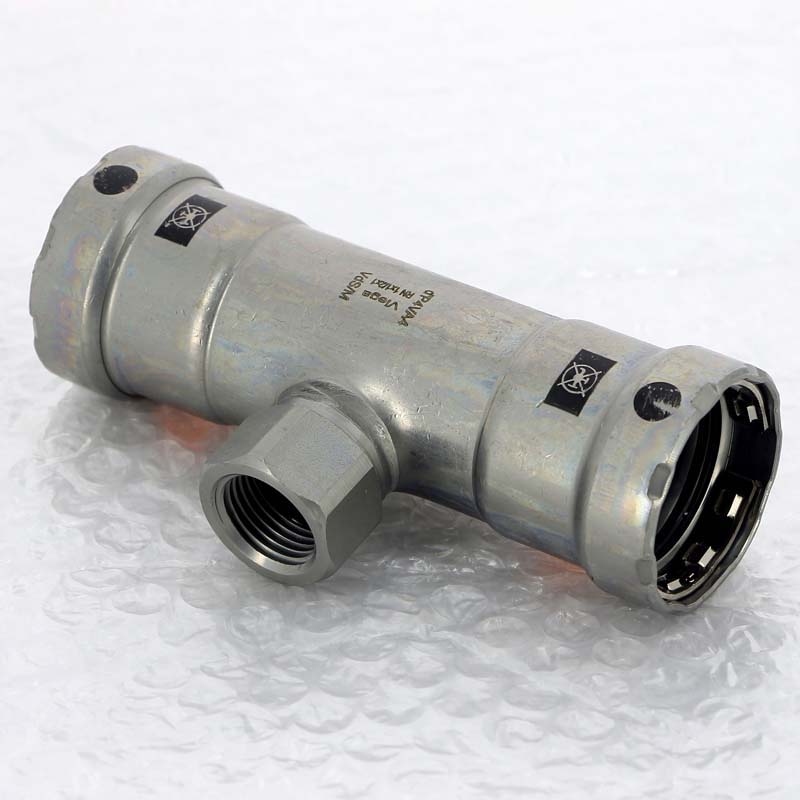 Тройник пресс-ВР оцинкованная сталь Viega Megapress 1x1/2x1 695187