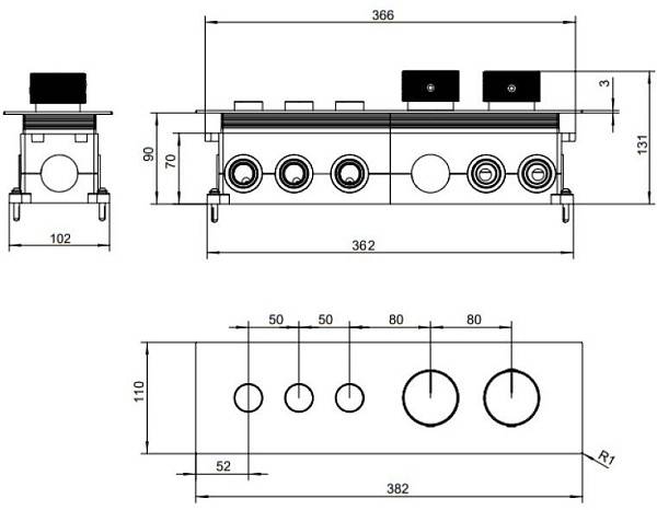Смеситель для ванны Allen Brau Liberty на 3 потребителя со скрытой частью хром 5.33003-00