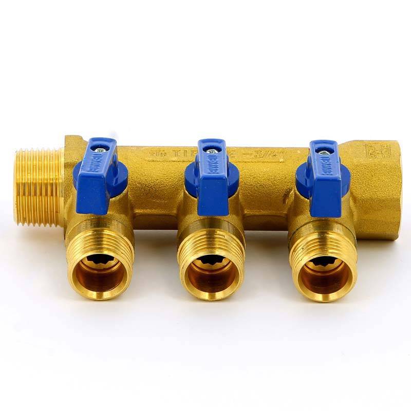 Коллектор с отсечными кранами Tiemme 1820 3/4х1/2 3 выхода 36 мм 1820017