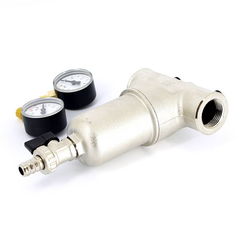 Фильтр промывной Uni-Fitt ВВ 1 1/4 со сливным краном и 2 манометрами 300 мкм никелированный 216N5030