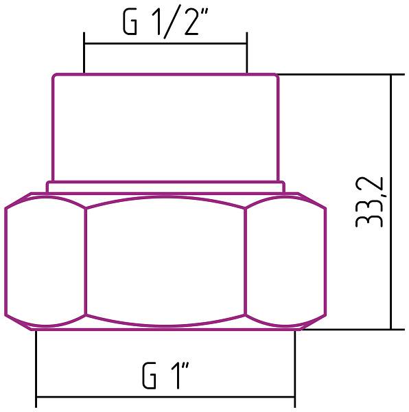 Комплект фитингов прямой Стилье G 1 НГ х G 1/2 ВР 2 шт 02101-1012