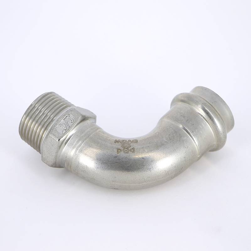 Угольник переходной пресс IBP >B< Press Inox 22х1/2 НР нержавеющая сталь PS4001G0220600