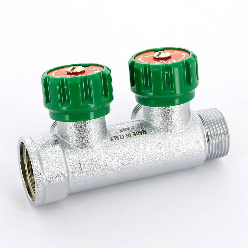 Коллектор проходной FAR 3/4 НВ 2 выхода 1/2 НР под плоское уплотнение 45 мм FK 3821 3412TP