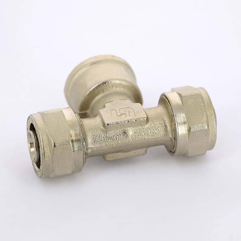 Тройник обжимной Uni-Fitt никелированный 16х1/2х16 ВР 667N6260