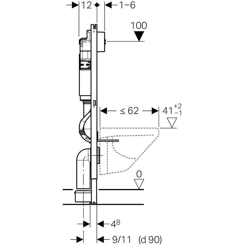 Система инсталляции для унитаза Geberit Duofix 112 см с бачком Delta 12 см и клавишей Delta21 хром 458.124.21.1