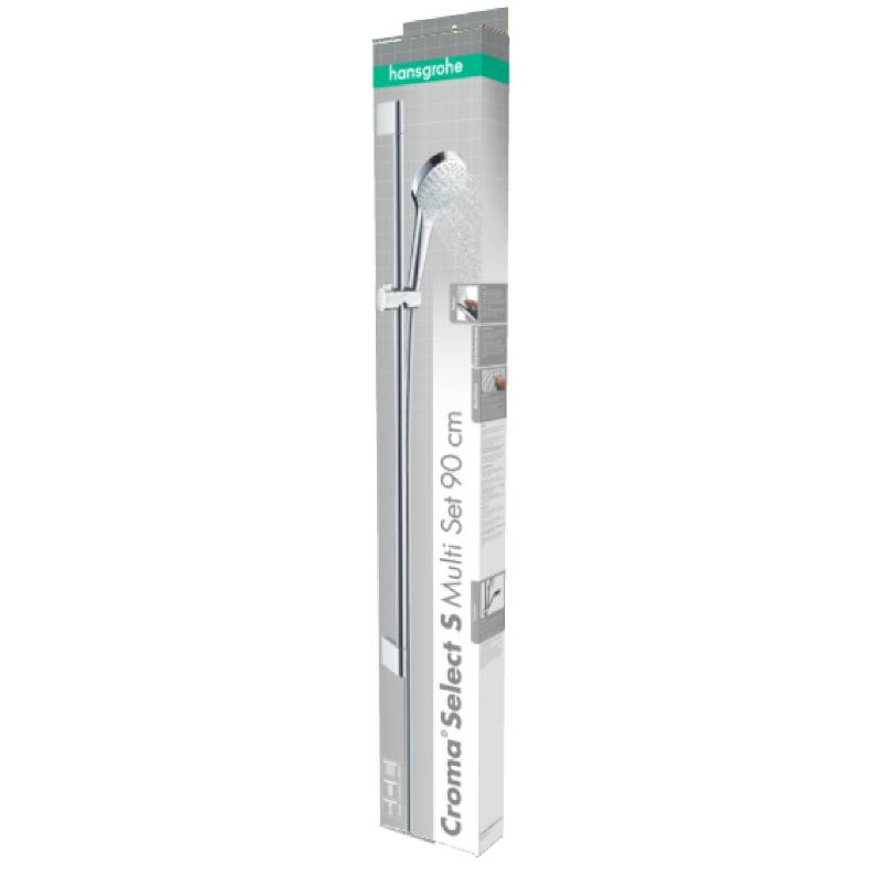 Душевой гарнитур Hansgrohe Croma Select S Multi со штангой 90 см белый/хром 26570400