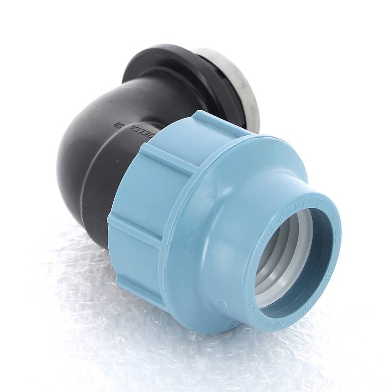 Угольник обжимной Unidelta Deltone 50х1 1/2 внутренняя резьба для ПНД труб 1009050006