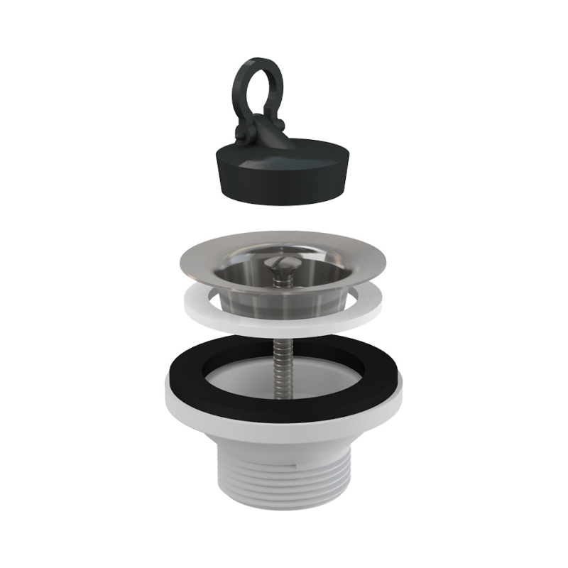 Выпуск для раковины нерж. решетка с пробкой, выход 1 1/4