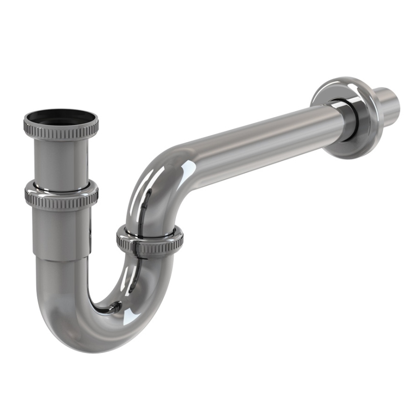 Сифон трубный 11/4 x 32 для раковины (латунь), хром