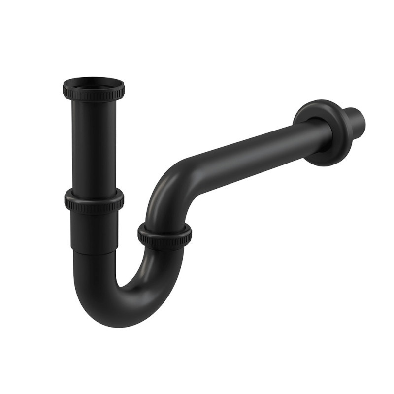 Сифон трубный 11/4 x 32 для раковины (латунь), черный матовый
