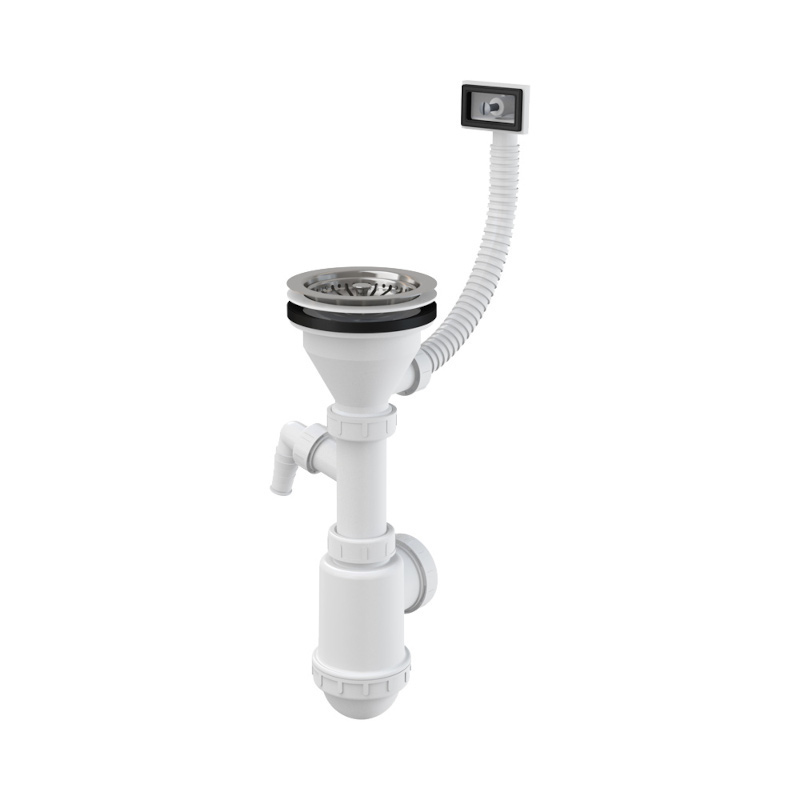 Сифон для мойки Alcaplast с переливом, нерж. решетка 115 мм, с подкл. слива быт. техники