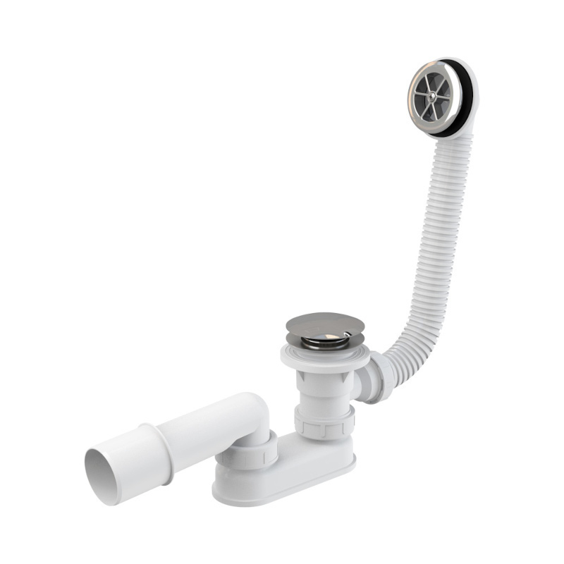 Сифон для душевого поддонa CLICK/CLACK 420 x 40/50 мм с переливом, металл