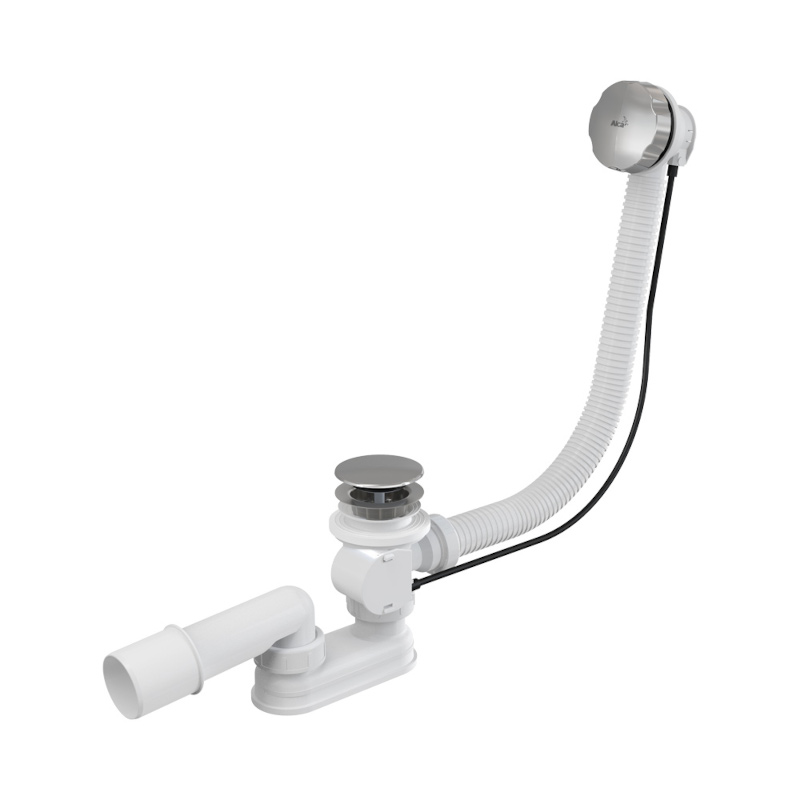 Слив-перелив полуавтомат для ванны 40/50 x 800 мм, пробка слива 70 мм, металл, хром