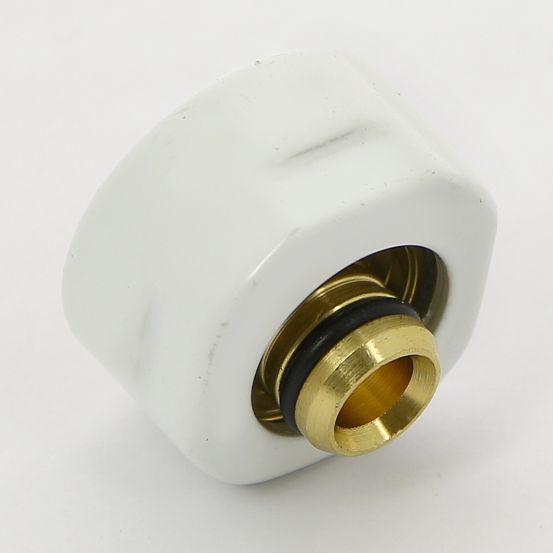 Соединитель для м/п трубы 16х2,25 с цилиндрической гайкой цвет белый