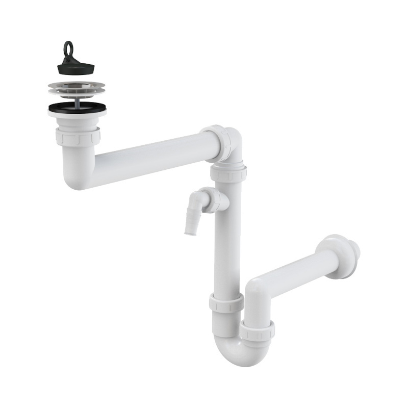 Сифон для мойки 1 1/2 х 40 мм, со штуцером для быт. тех., экономящий пространство