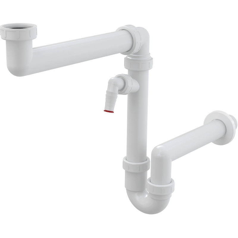 Сифон для мойки Alca A872P экономящий пространство со штуцером 6/4 A872P