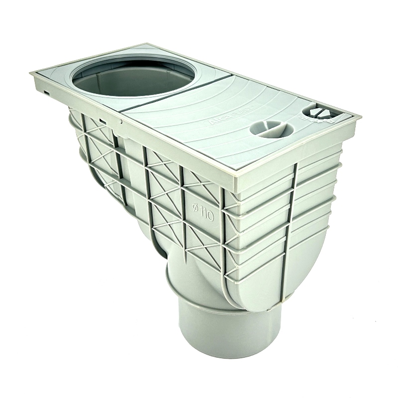 Ливнеотвод 300 × 155/110 мм, 390 л/мин, подводка – прямая, пластик, серый