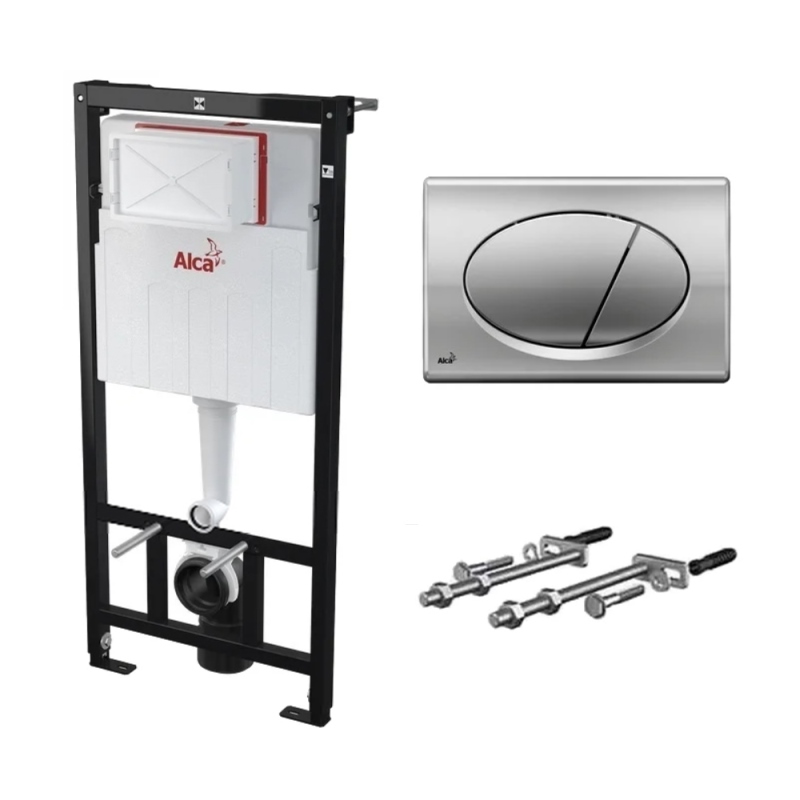 Модуль для подвесного унитаза, 112 см, кнопка M71 хром, крепление, новый вентиль