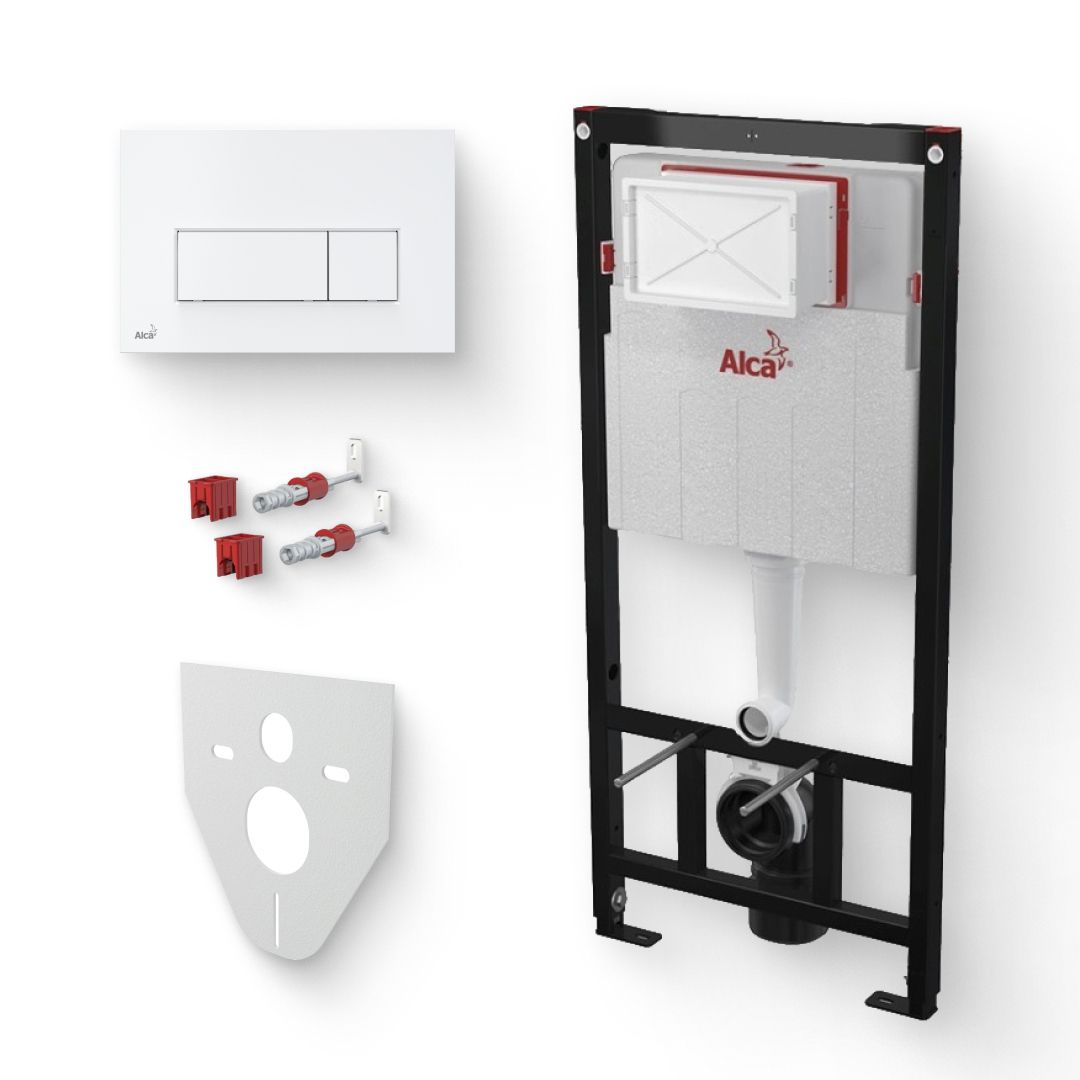Система инсталляции AlcaPlast Sadromodul AM101/1120 с кнопкой M570 белая, с шумоизоляцией AM101/1120/M570