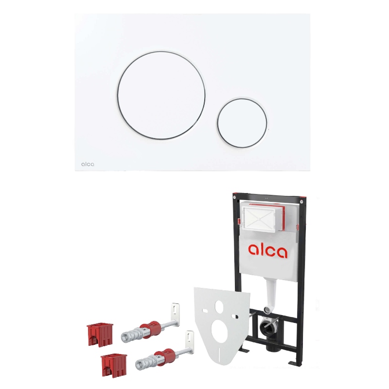 Модуль для подвесного унитаза, 112 см, кнопка M670, белая, с шумоизоляцией