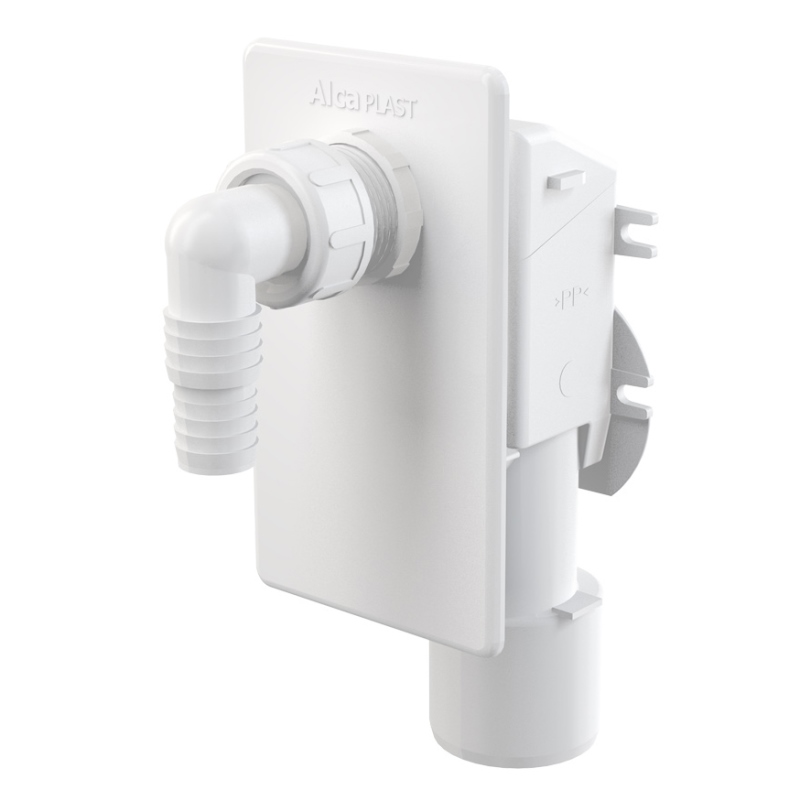 Сифон для стиральной машины под штукатурку, белый