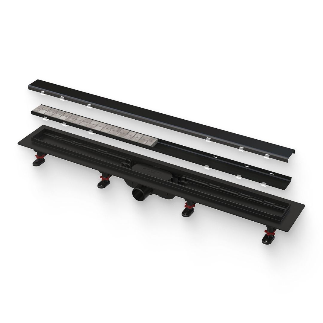 Душевой лоток Alcaplast APZ19 BLACK 650 мм с двусторонней решеткой черный матовый APZ19BLACK-650