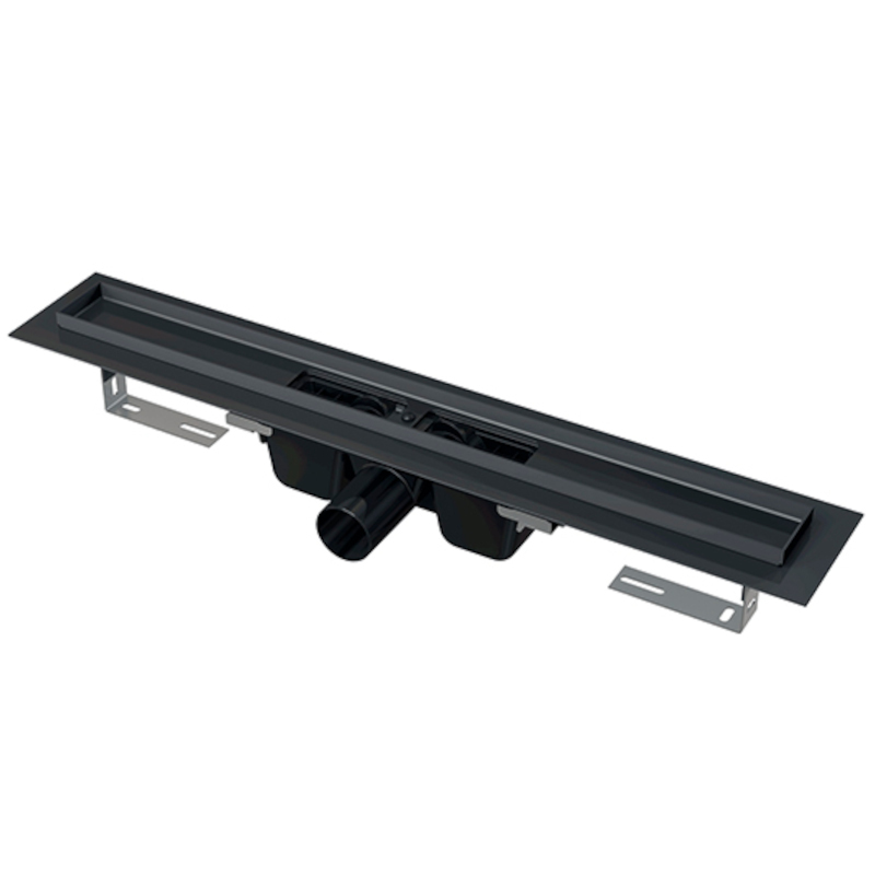 Лоток душевой APZ1BLACK-1450 с порогами для перф. реш. (без решетки), черный матовый