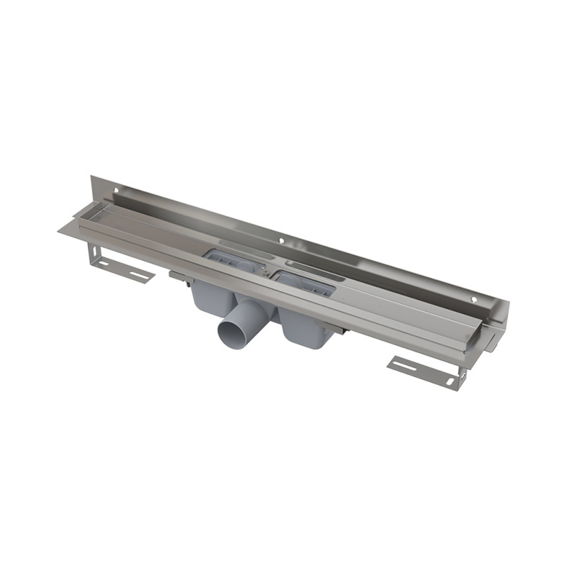 Лоток душевой APZ4S 650 мм, пристенный монтаж, с рег. краем к стене (без решетки), нерж.сталь