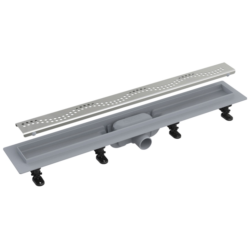 Лоток душевой APZ9 650 мм, с порогами для перф. решетки (с решеткой), нерж.сталь