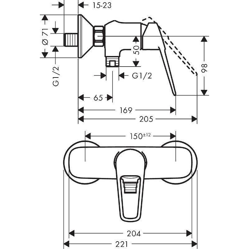 Смеситель для душа Hansgrohe Novus Loop внешний монтаж хром 71360000