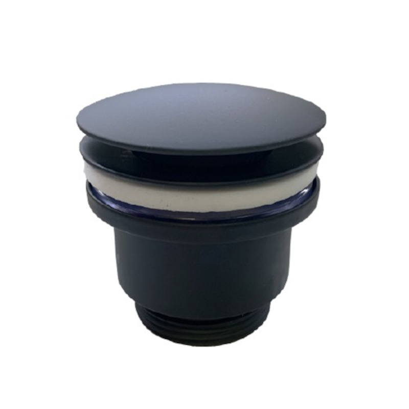 Выпуск 60 мм решетка, H=45 мм, выход 1 1/4, пробка кнопка, металл, матовый черный