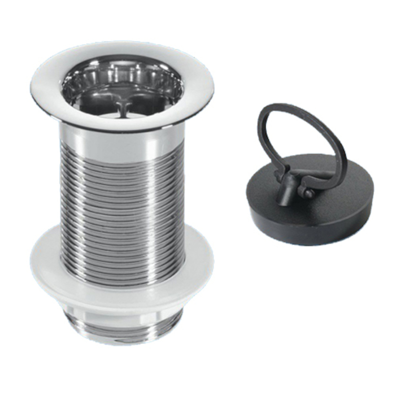 Выпуск (H90мм, D60мм сливная решётка) без перелива, с контргайкой и пробкой с круглым держателем; вы