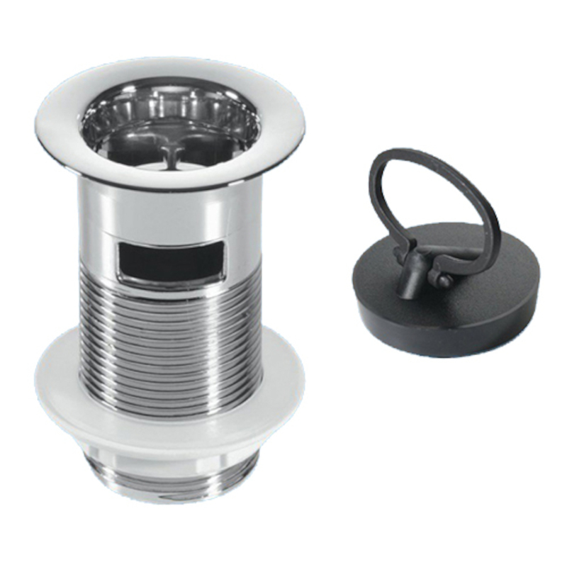 Выпуск (H90мм, D60мм сливная решётка) с внутренним переливом, контргайкой и пробкой с круглым держат