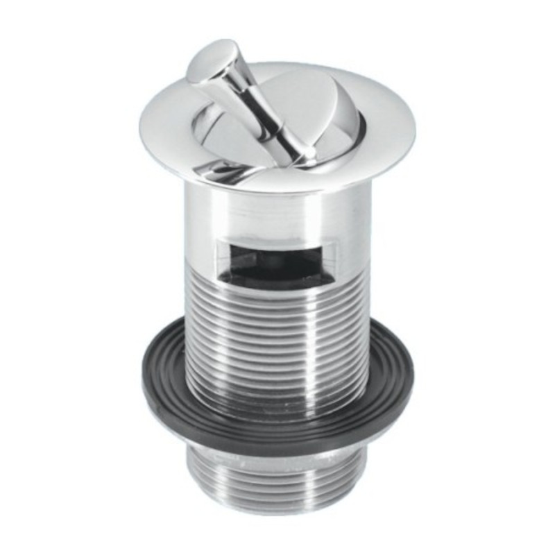 Выпуск (H90мм, D60мм сливная решётка) латунный с внутренним переливом, контргайкой и вертящейся проб