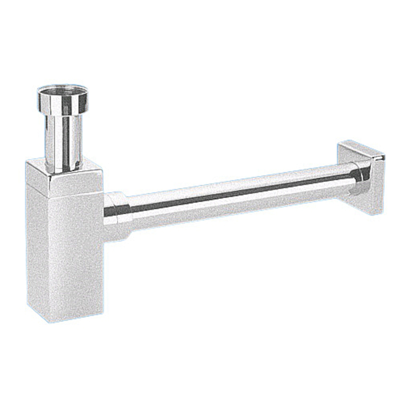 Сифон бутылочный 1 1/4 х 32 мм латунный без вып. отвод 32 мм, выход 32 мм компрес, хром сатиновый