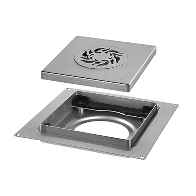 Насадка сливная (L150ммх150мм, нержавейка 304, дизайн TRIBAL, слив D90мм) под плитку h8-16мм в ком