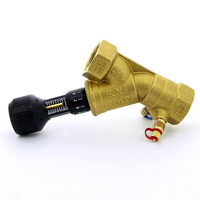 Клапан балансировочный CIM 747OT ручной 1'1/4 В /DN 32,  с фиксацией настройки, 2 измерительных нип.