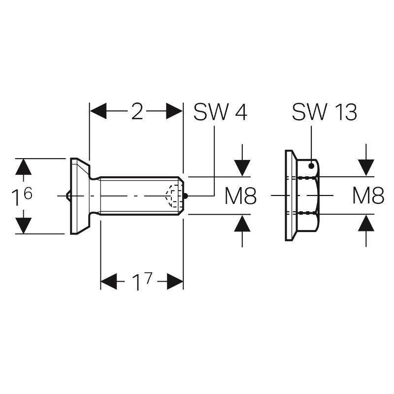 Болт Geberit GIS с фиксирующей гайкой 461.006.00.1