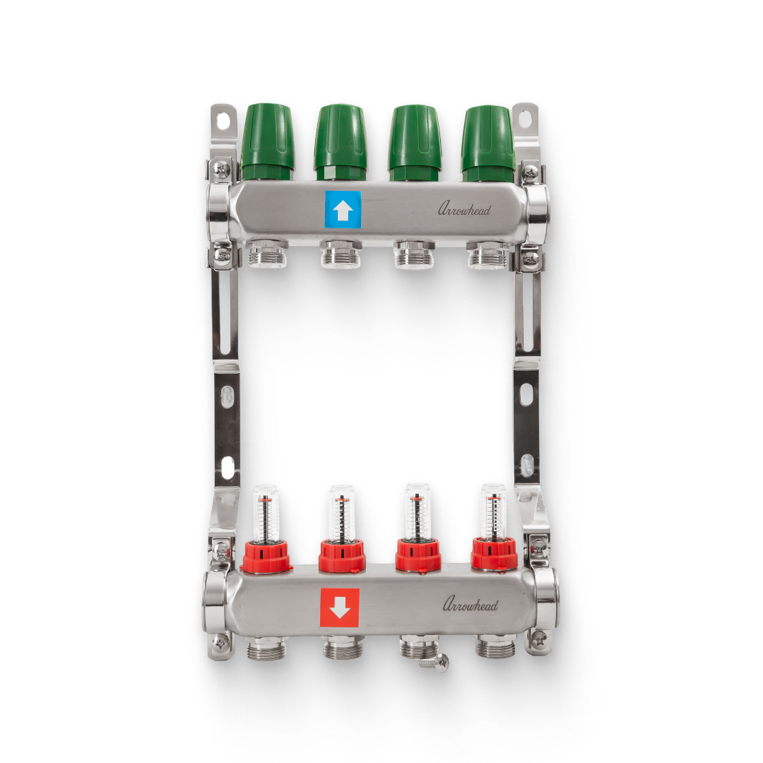 Коллектор из нержавеющей стали с расходомерами  4 вых