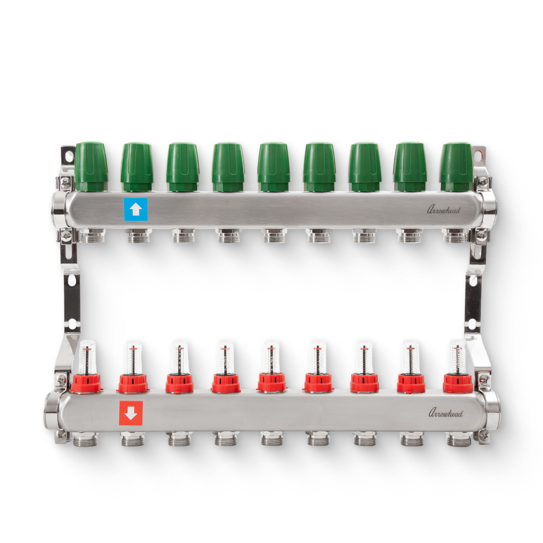 Коллектор из нержавеющей стали с расходомерами 9 вых