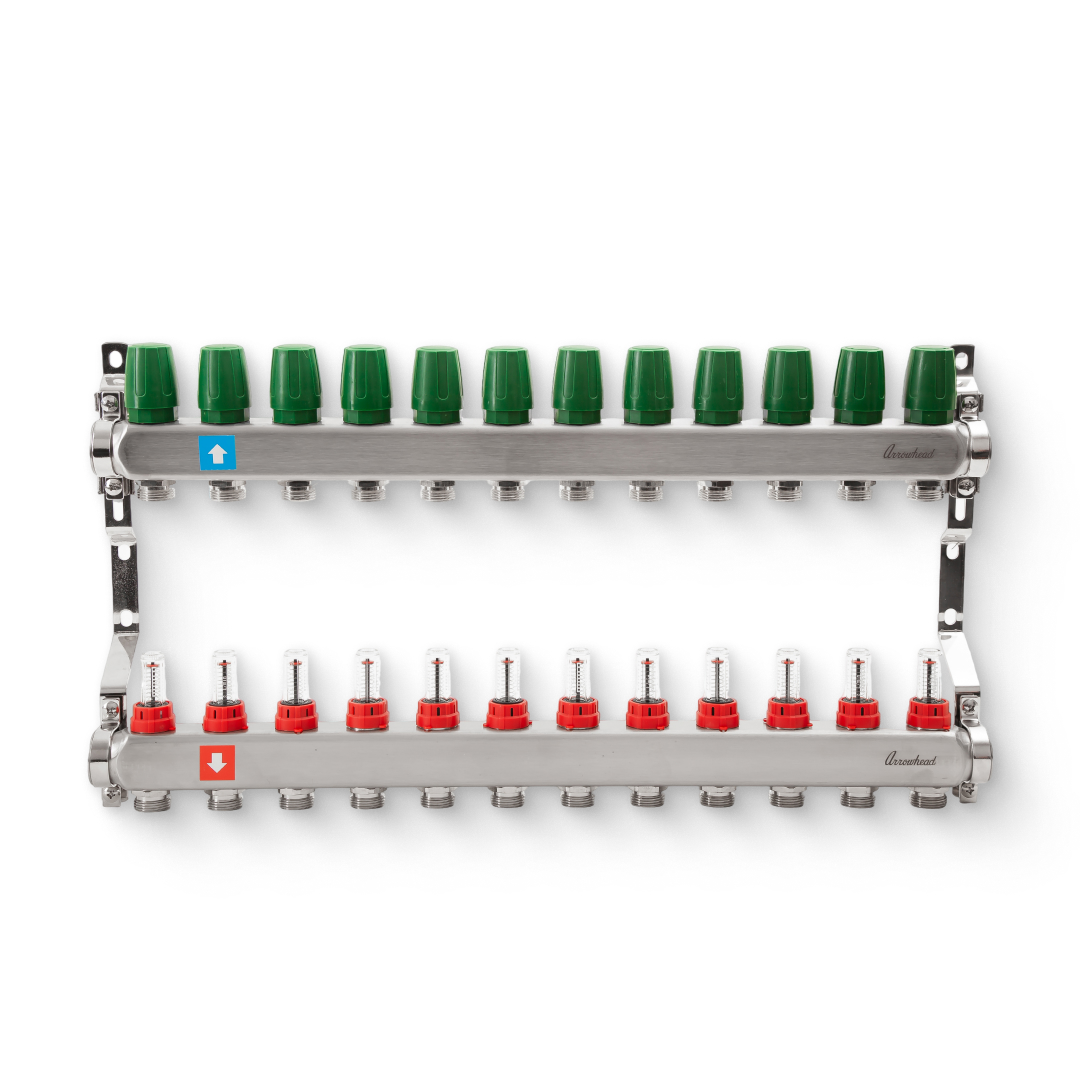 Коллектор из нержавеющей стали с расходомерами 12 вых