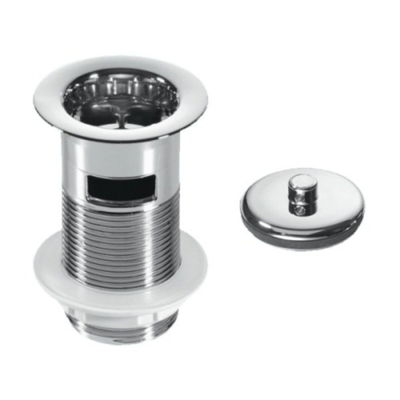 Выпуск (H90мм, D60мм сливная решётка) с внутренним переливом, контргайкой и пробкой хром с треугольн